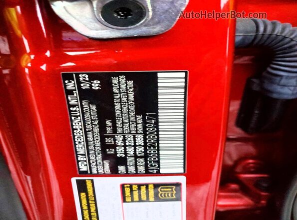 4JGFB6BE2RB089471 2024 MERCEDES-BENZ GLE Красный Вид наклейки с VIN-кодом