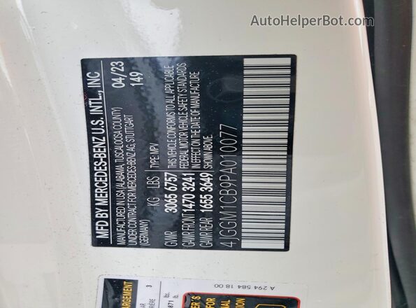 4JGGM1CB9PA010077 2023 MERCEDES-BENZ EQE White Widok wnętrza 360 stopni