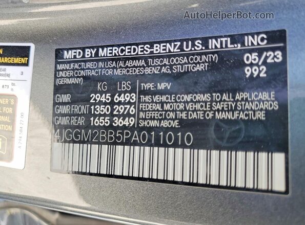 4JGGM2BB5PA011010 2023 MERCEDES-BENZ EQE Gray Widok wnętrza 360 stopni
