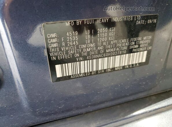 4S3BNAC60H3027810 2017 SUBARU LEGACY Синий Вид наклейки с VIN-кодом