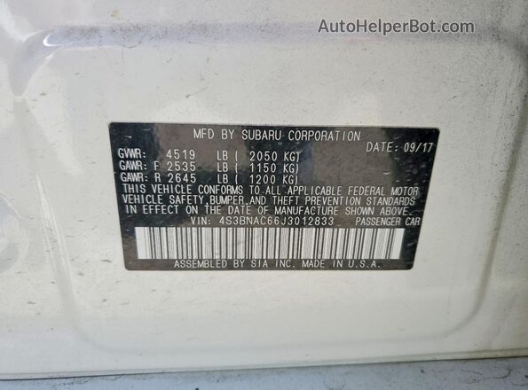 4S3BNAC66J3012833 2018 SUBARU LEGACY White Widok komory silnika