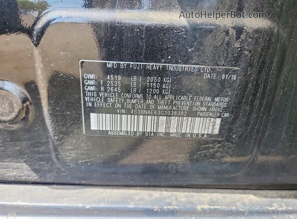 4S3BNAE63G3038392 2016 SUBARU LEGACY Черный Вид подкапотного пространства