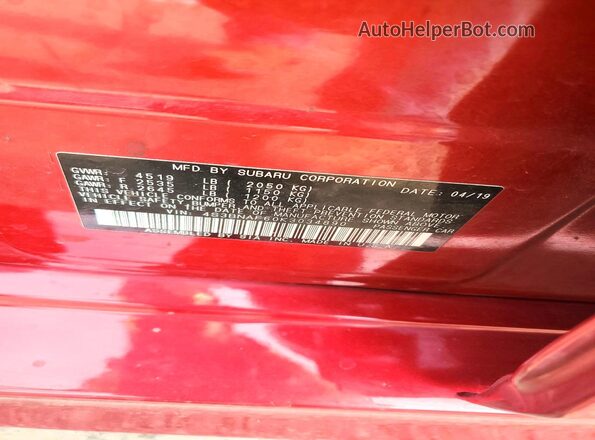 4S3BNAF60K3034890 2019 SUBARU LEGACY Темно-бордовый Вид подкапотного пространства