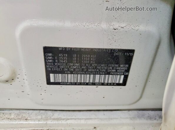 4S3BNAL60G3023366 2016 SUBARU LEGACY Белый Вид подкапотного пространства