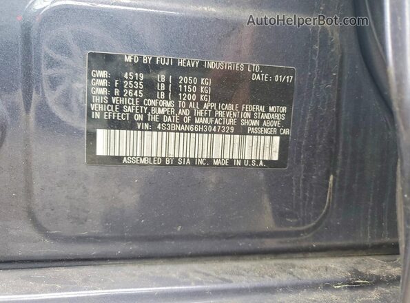 4S3BNAN66H3047329 2017 SUBARU LEGACY Синий Вид подкапотного пространства