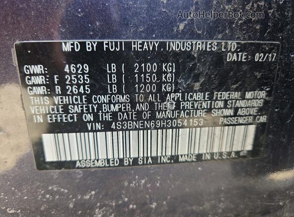 4S3BNEN69H3054153 2017 SUBARU LEGACY Серый Вид подкапотного пространства