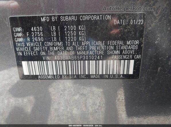 4S3BWAB65P3010241 2023 SUBARU LEGACY Серый Вид подкапотного пространства