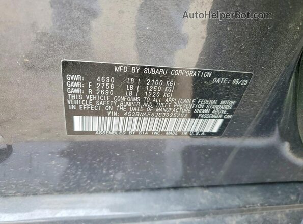 4S3BWAF62S3025203 2025 SUBARU LEGACY Gray Engine compartment view