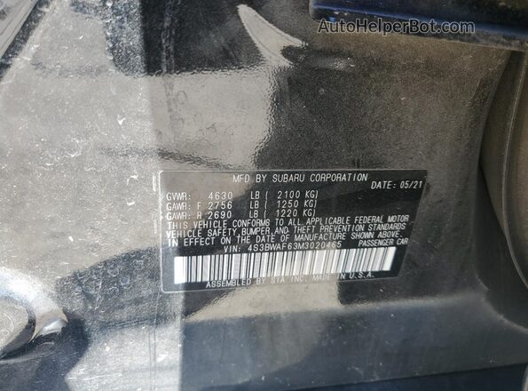 4S3BWAF63M3020465 2021 SUBARU LEGACY Black VIN կոդի պիտակի տեսք