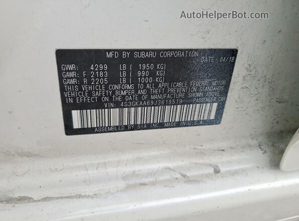 4S3GKAA69J3619519 2018 SUBARU IMPREZA Белый Вид подкапотного пространства