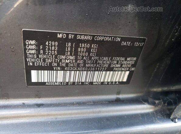 4S3GKAB60J3611727 2018 SUBARU IMPREZA Gray Вид підкапотного простору