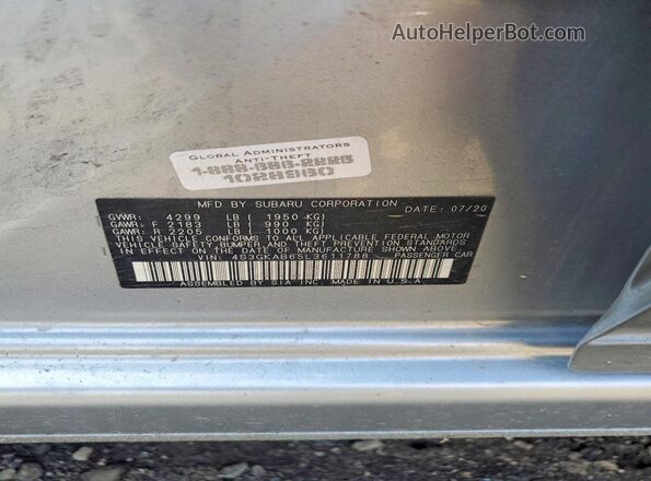 4S3GKAB65L3611788 2020 SUBARU IMPREZA Серебряный Вид наклейки с VIN-кодом