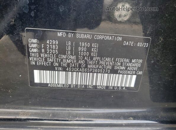 4S3GKAB65P3605270 2023 SUBARU IMPREZA Черный Вид подкапотного пространства