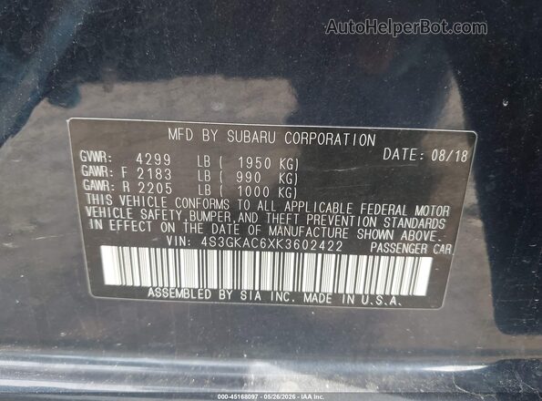 4S3GKAC6XK3602422 2019 SUBARU IMPREZA Dark Blue Вид подкапотного пространства