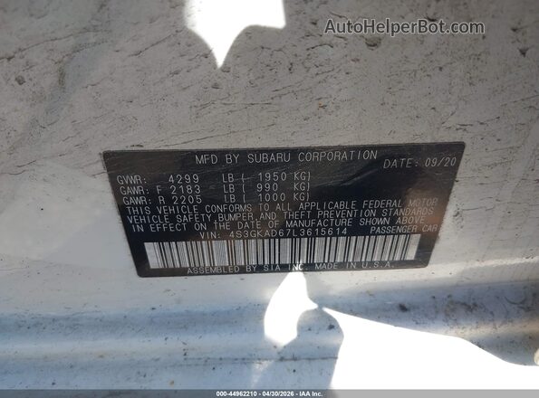 4S3GKAD67L3615614 2020 SUBARU IMPREZA Белый Вид подкапотного пространства