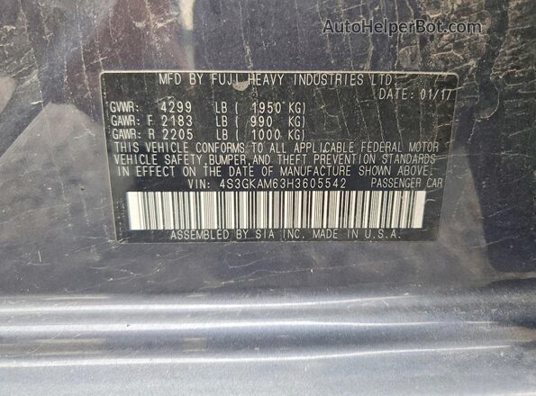 4S3GKAM63H3605542 2017 SUBARU IMPREZA Синий Вид подкапотного пространства