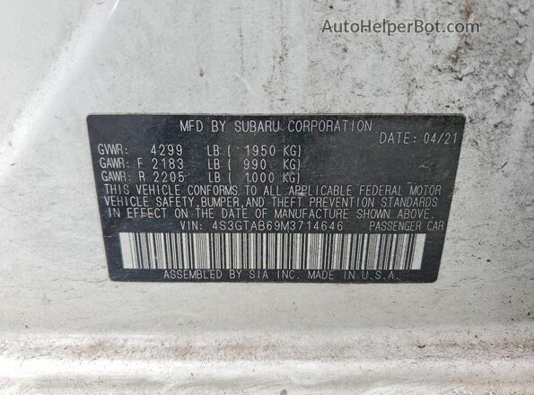 4S3GTAB69M3714646 2021 SUBARU IMPREZA White Vista interior de 360 grados