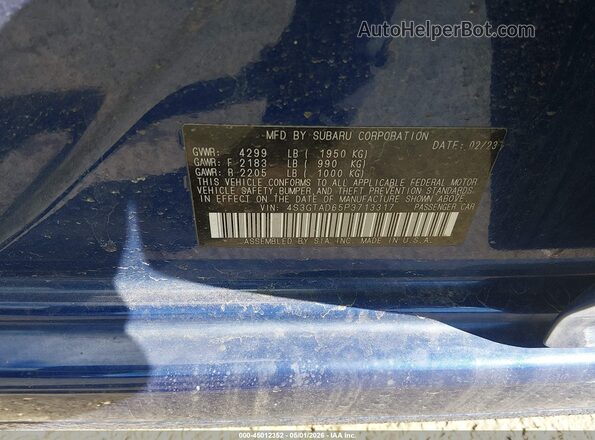 4S3GTAD65P3713317 2023 SUBARU IMPREZA Blue Вид підкапотного простору