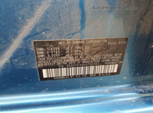 4S3GTAT64H3752791 2017 SUBARU IMPREZA Синий Вид подкапотного пространства