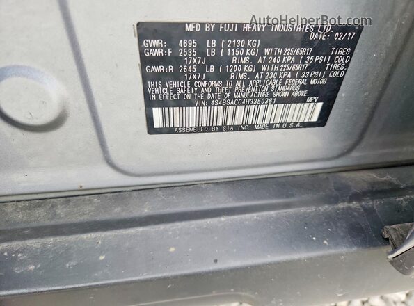 4S4BSACC4H3350381 2017 SUBARU OUTBACK Синий Вид наклейки с VIN-кодом