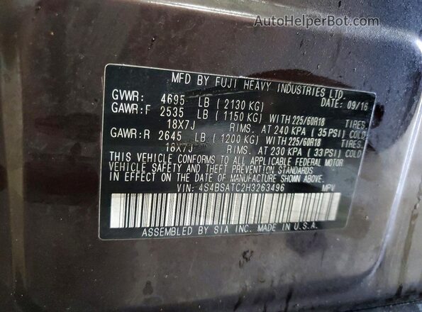 4S4BSATC2H3263496 2017 SUBARU OUTBACK Коричневый Панорамный вид салона 360°