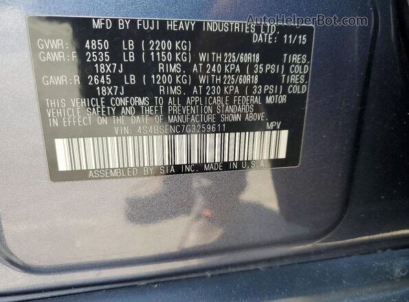 4S4BSENC7G3259611 2016 SUBARU OUTBACK Серый Вид подкапотного пространства