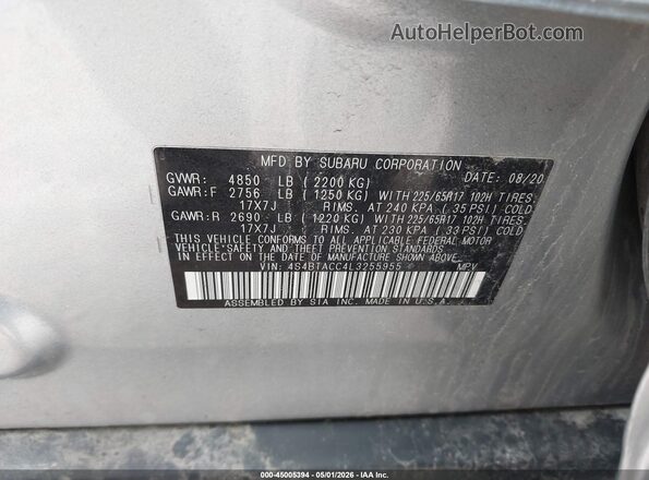 4S4BTACC4L3255955 2020 SUBARU OUTBACK Light Blue Вид подкапотного пространства