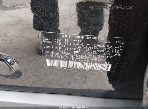 4S4BTACC4S3205846 2025 SUBARU OUTBACK Черный Вид подкапотного пространства