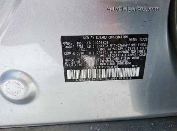4S4BTAFC0P3146569 2023 SUBARU OUTBACK Серебряный Вид наклейки с VIN-кодом