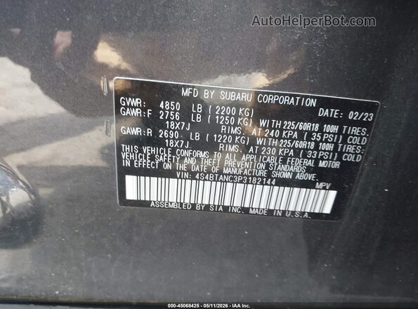 4S4BTANC3P3182144 2023 SUBARU OUTBACK Серый Вид подкапотного пространства