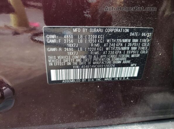 4S4BTANC6R3128324 2024 SUBARU OUTBACK Фиолетовый Вид подкапотного пространства