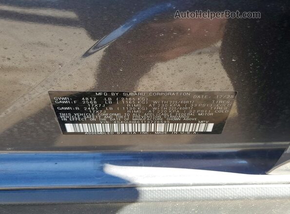 4S4GUHB61T3726595 2026 SUBARU CROSSTREK Серый Вид наклейки с VIN-кодом