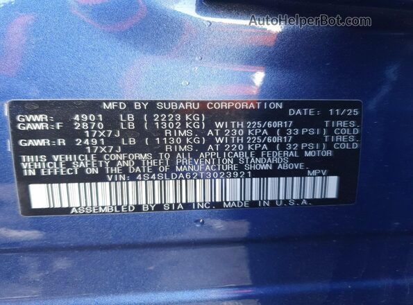4S4SLDA62T3023921 2026 SUBARU FORESTER Синий Вид подкапотного пространства