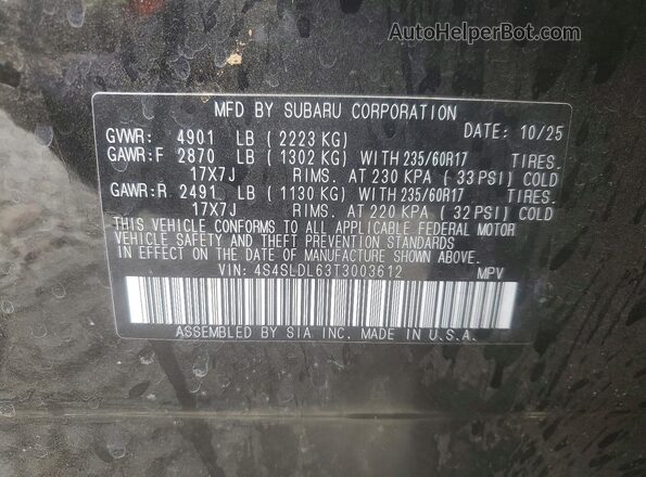 4S4SLDL63T3003612 2026 SUBARU FORESTER Black Widok wnętrza 360 stopni