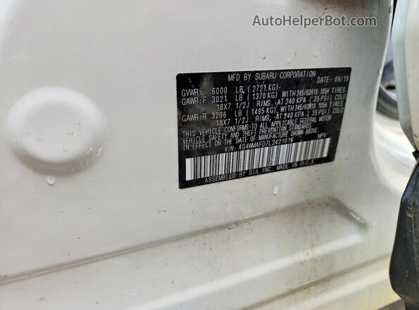 4S4WMAFD7L3421016 2020 SUBARU ASCENT Белый Вид наклейки с VIN-кодом