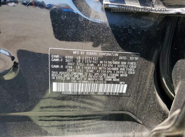 4S4WMALD5L3444010 2020 SUBARU ASCENT Black Вид наклейки з VIN-кодом