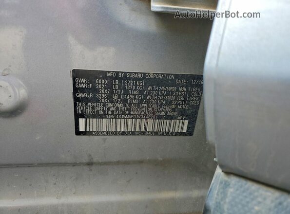 4S4WMAPD1K3446281 2019 SUBARU ASCENT Blue Vista del compartimento del motor