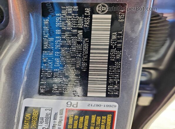 4T1BF1FK7GU569724 2016 TOYOTA CAMRY Charcoal Вид підкапотного простору