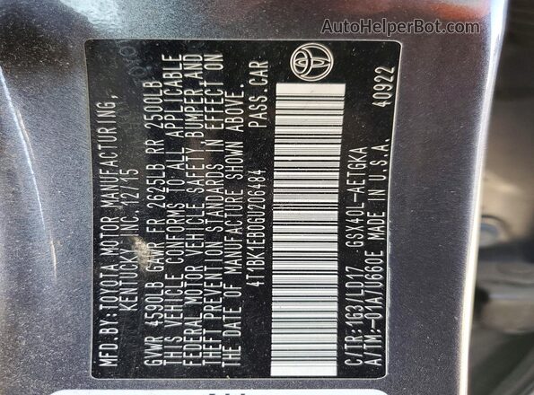4T1BK1EB0GU206484 2016 TOYOTA AVALON Gray Widok komory silnika
