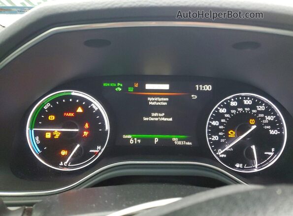 4T1D21FB0LU012202 2020 TOYOTA AVALON White Вид щитка приладів
