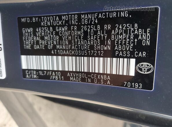 4T1DAACK0SU517212 2025 TOYOTA CAMRY Серый Вид подкапотного пространства