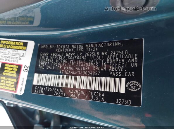 4T1DAACK3SU084887 2025 TOYOTA CAMRY Синий Вид подкапотного пространства