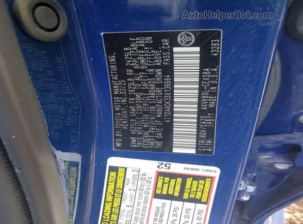 4T1DAACK3SU136664 2025 TOYOTA CAMRY Синий Вид подкапотного пространства