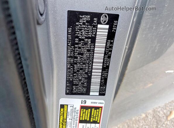 4T1DAACK3SU501991 2025 TOYOTA CAMRY Silver Вид підкапотного простору