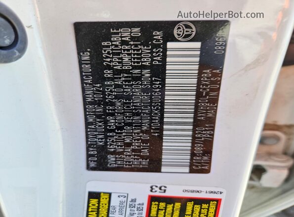 4T1DAACK5SU064947 2025 TOYOTA CAMRY White ძრავის განყოფილების ხედი