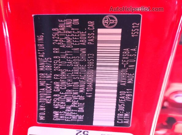 4T1DAACK6SU198513 2025 TOYOTA CAMRY Красный Вид подкапотного пространства