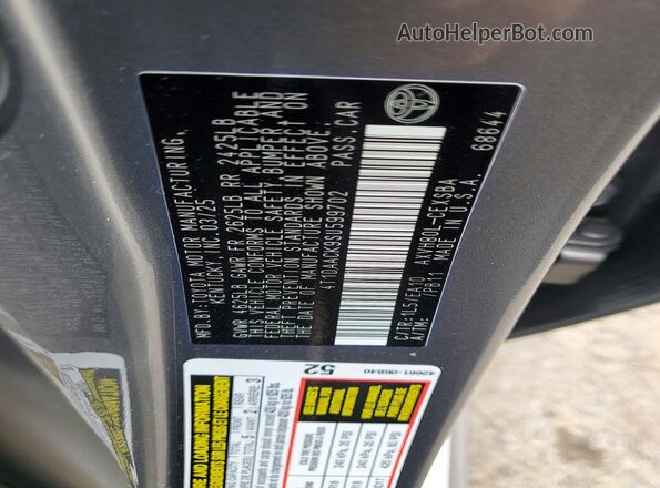 4T1DAACK9SU599702 2025 TOYOTA CAMRY Серый Вид наклейки с VIN-кодом