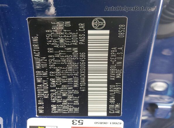 4T1DAACKXSU064586 2025 TOYOTA CAMRY Blue Вид підкапотного простору