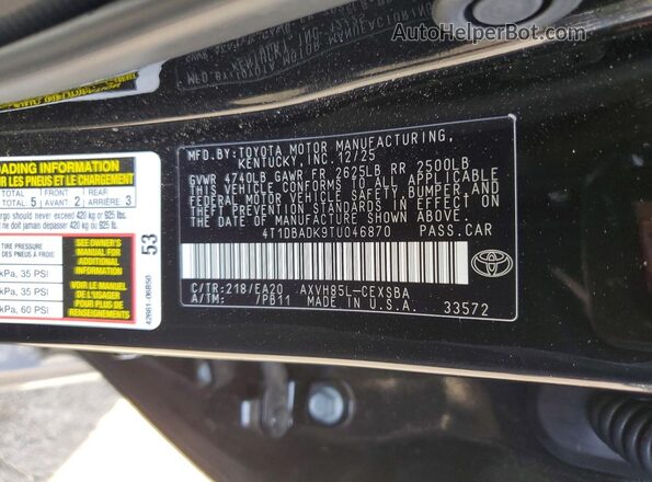 4T1DBADK9TU046870 2026 TOYOTA CAMRY Gray Engine compartment view