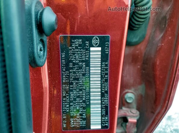 4T1G11BK5LU010998 2020 TOYOTA CAMRY Red Vista del compartimento del motor